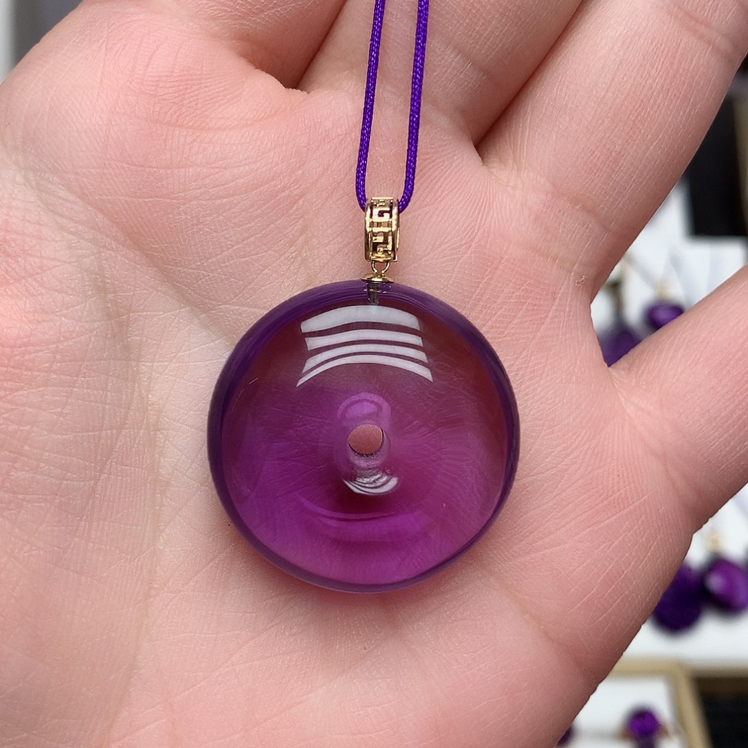 紫晶吊坠(赠链)18K金镶嵌