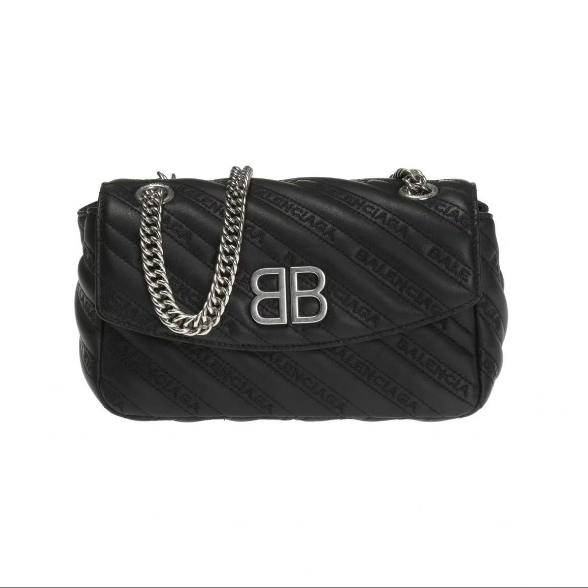 99新 Balenciaga/巴黎世家 黑银链条斜挎包 Chain