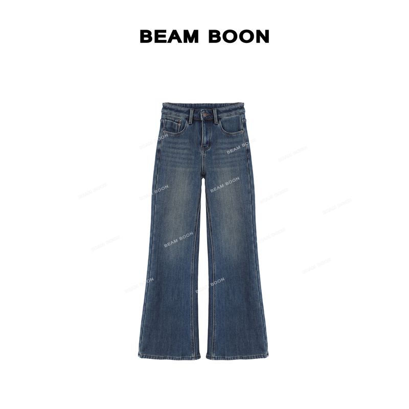 【杜维超模裤】解构加密绒锁温土耳其弹力冬季显瘦喇叭牛仔裤