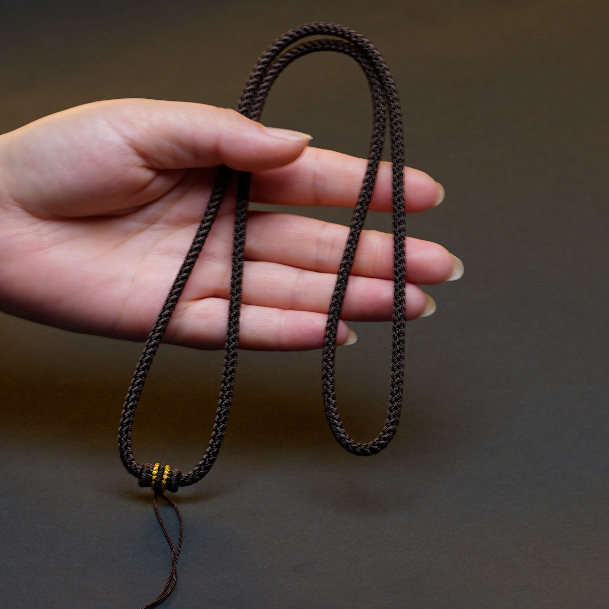 纯手工编织   咖啡（金色双线）4mm粗度  龙鳞精工高货吊坠项链挂绳