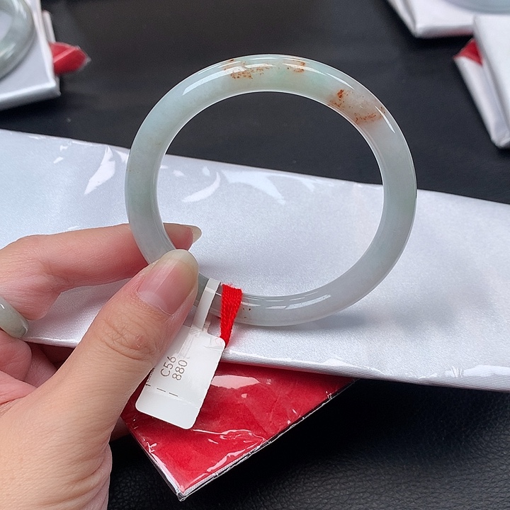 翡翠未镶嵌手镯56圈口洒金