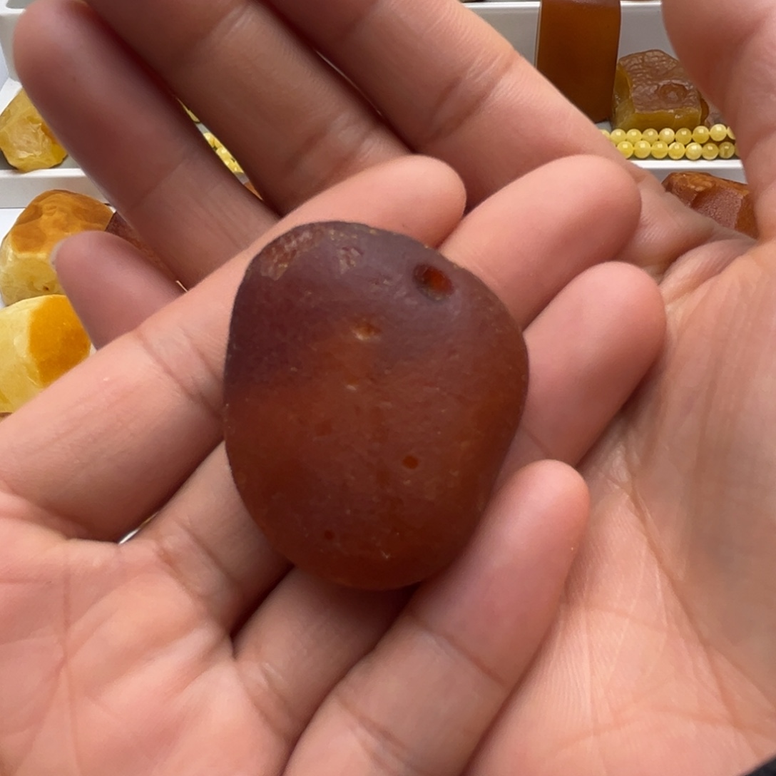 定制琥珀未镶嵌蜜蜡定制原石打孔