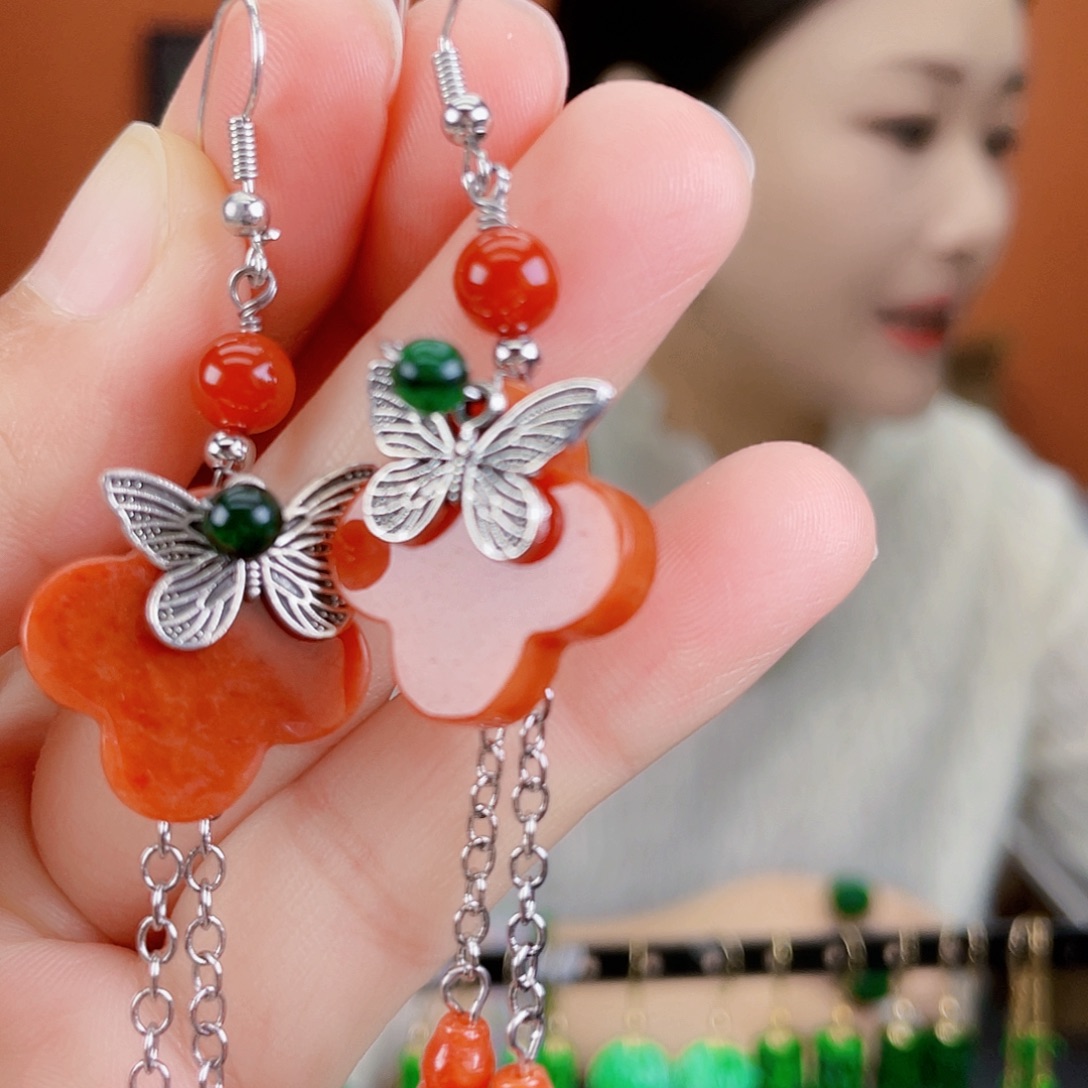 翡翠未镶嵌耳饰饰品