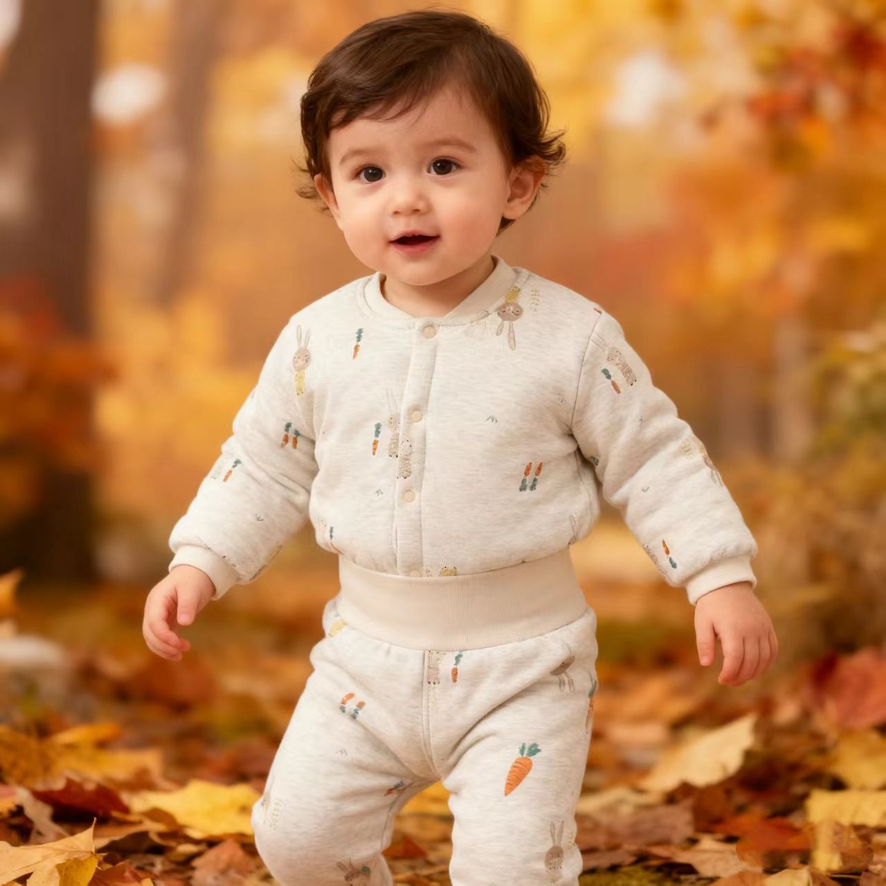 【萌】秋冬夹棉加厚分体套装棉衣宝宝冬装两件套保暖棉服新款