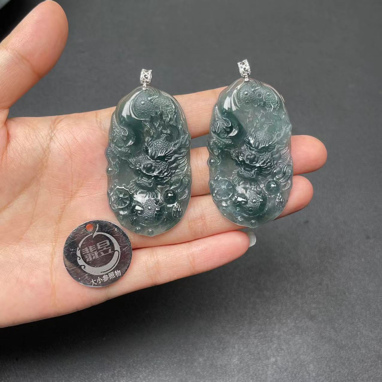 翡昱-N11-35310-61-天然A货翡翠吊坠18k金扣-多样性发其一-D