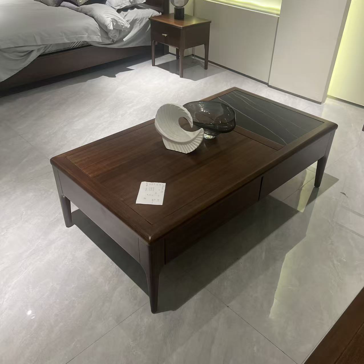 LAZ9528#实木长茶几胡桃木客厅储物茶桌现代简约茶几