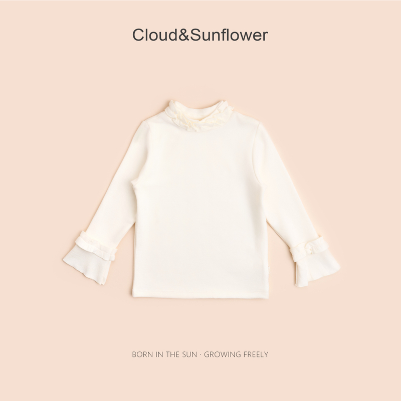 【云朵小葵】女童冬季新款年款纯色花边双层碎花领休闲打底衫992193