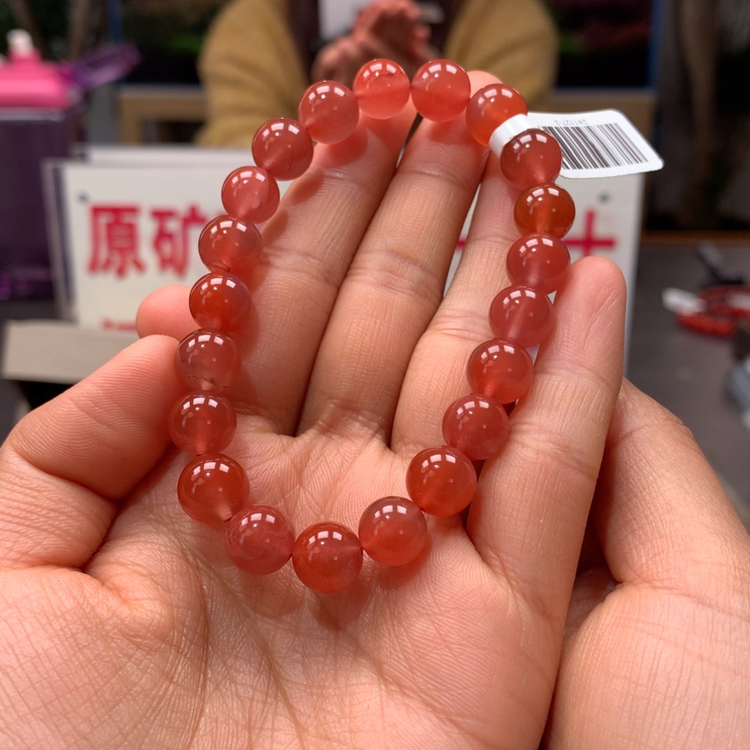 南红玛瑙9mm冰红单圈手串未镶嵌