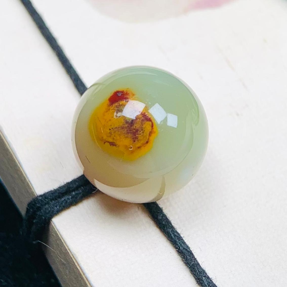 天然老矿盐源玛瑙包浆俏色光珠单颗挂件手工精雕约13mm+上下
