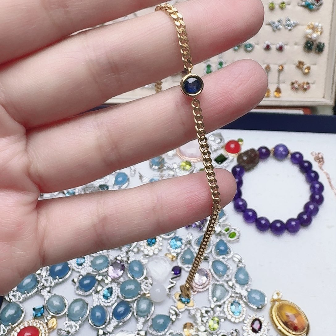 蓝宝石手链银S925镶嵌