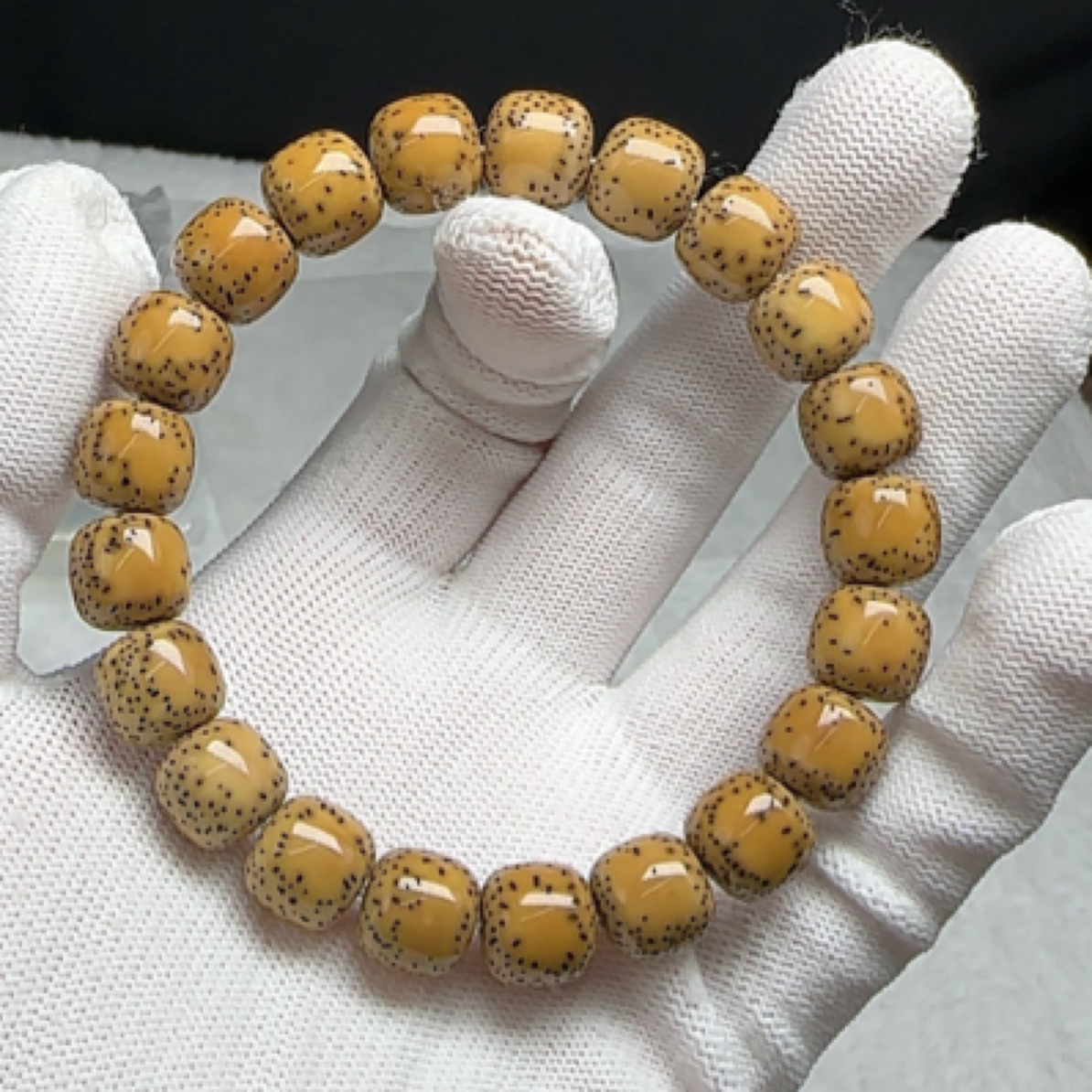 星月菩提鸡油黄老料子双留白