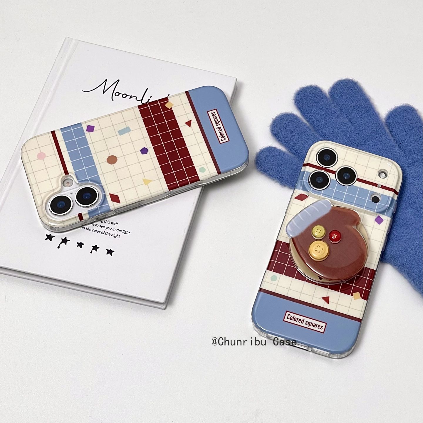 日韩复古几何图适用苹果17/16promax手机壳棕色手套磁吸15/14/13