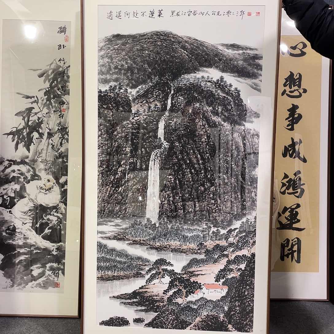 国画手绘画作品带框发货