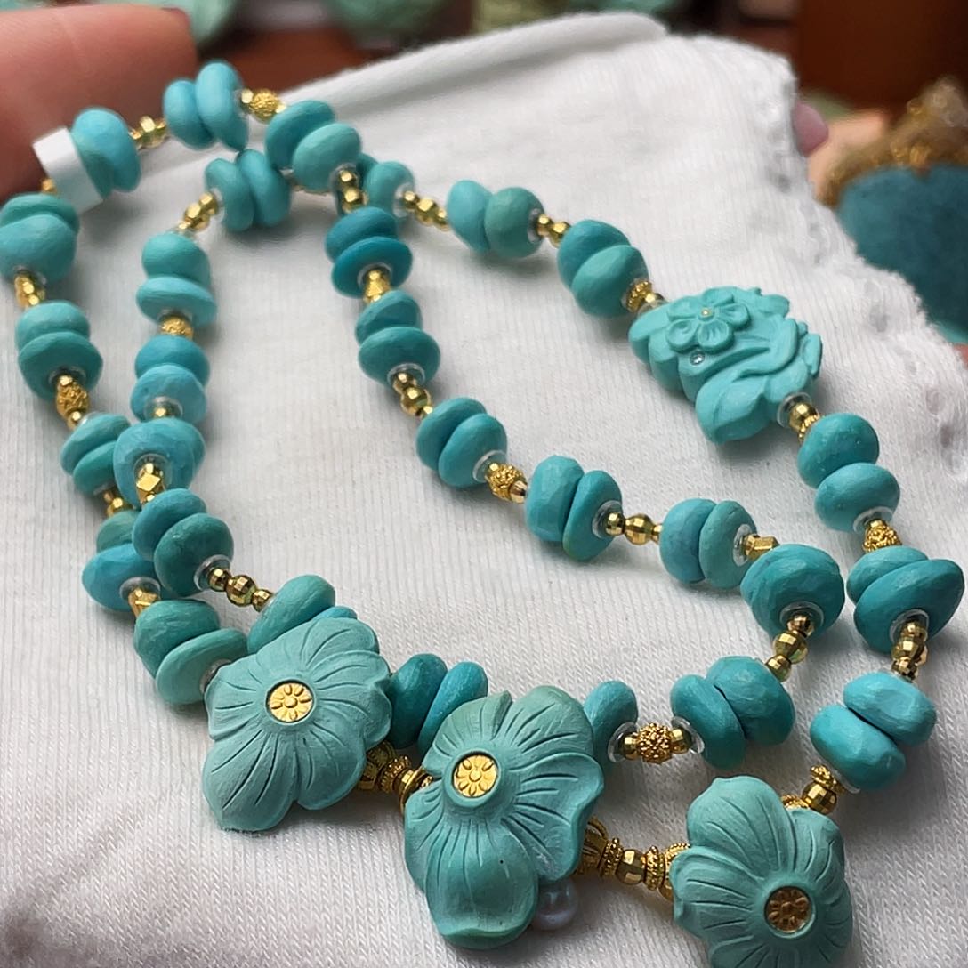 绿松石珠宝奇石18K金镶嵌