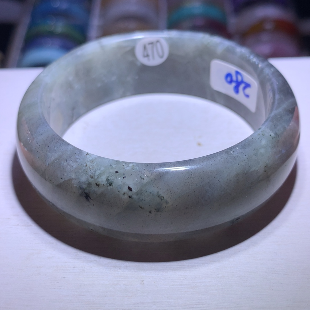 银S925镶嵌水晶手镯拉长石58.4圈470