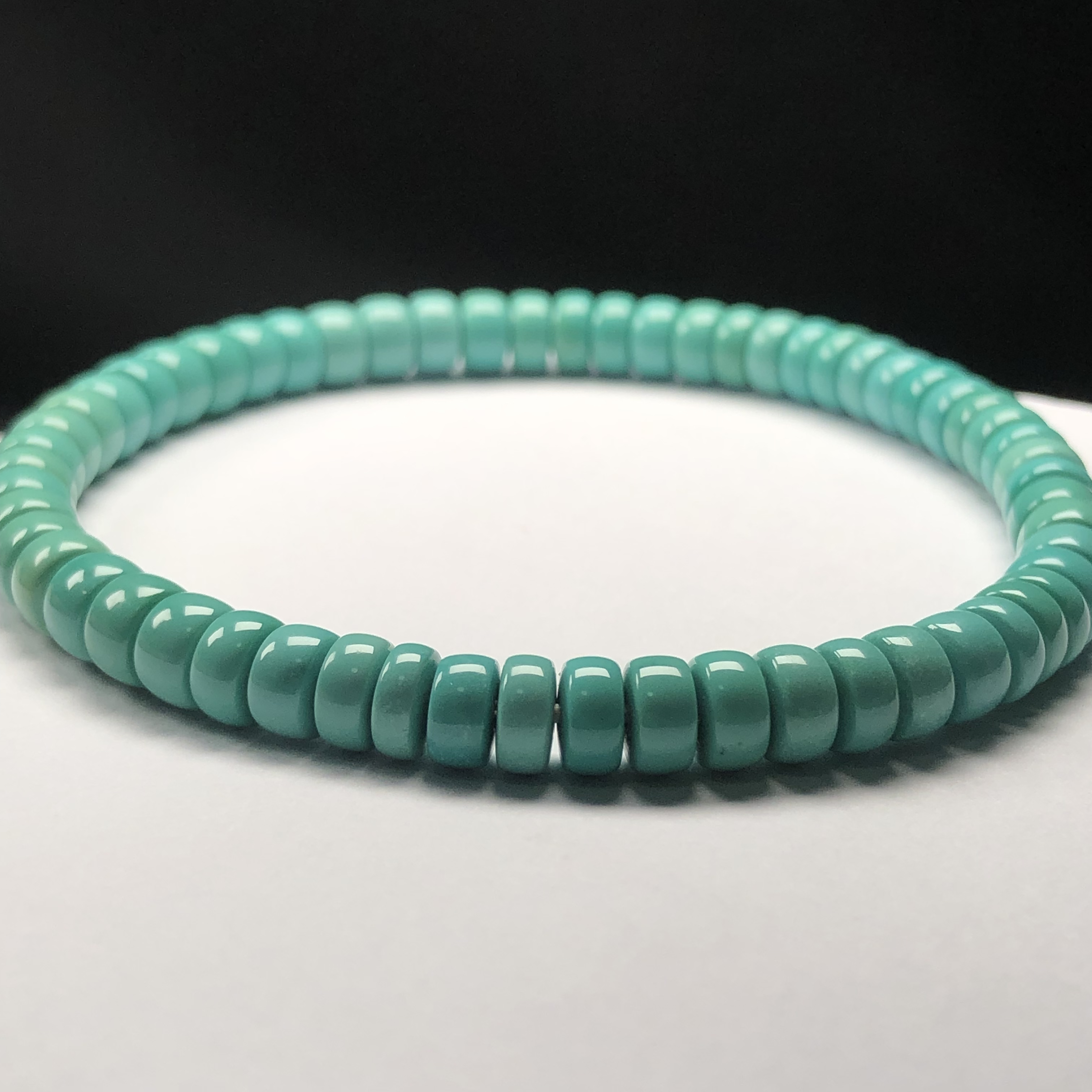 「鼎玉松石」天然无优化绿松石瓷釉级玉化直切手串 走基地出地大