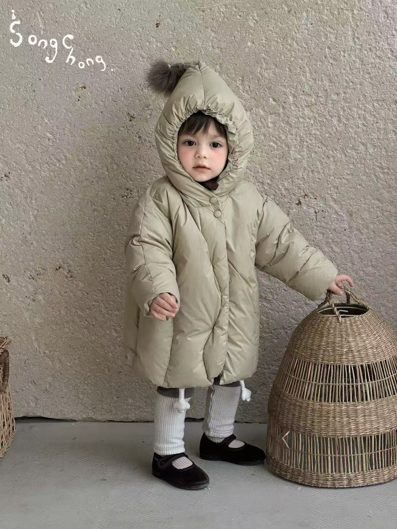 Song.chong正品松虫脚丫精灵帽羽绒外套新国标90白鸭绒