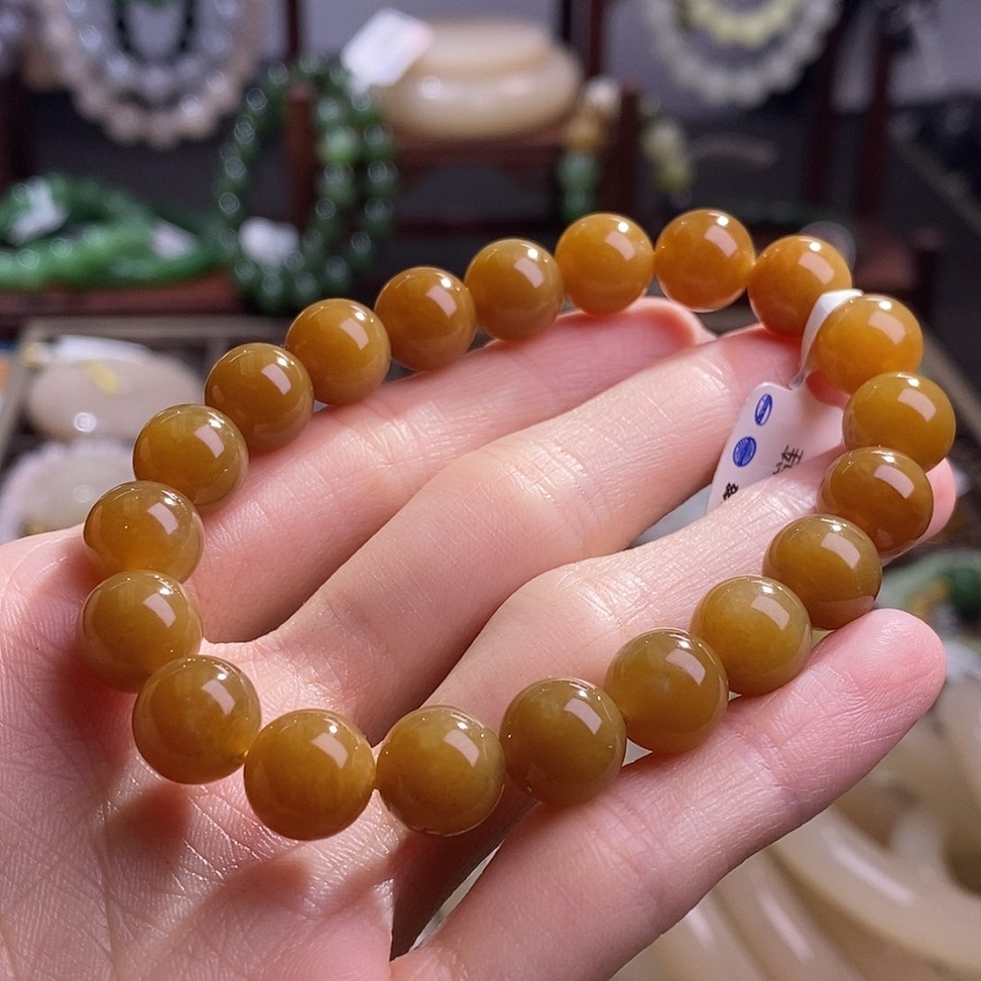 和田玉且末糖手串10MM未镶嵌
