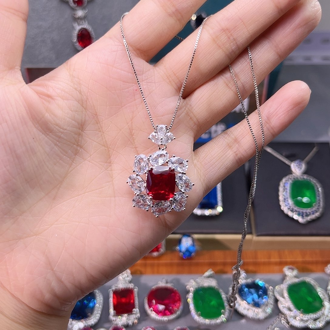 颈饰银S925镶嵌红宝石w 32