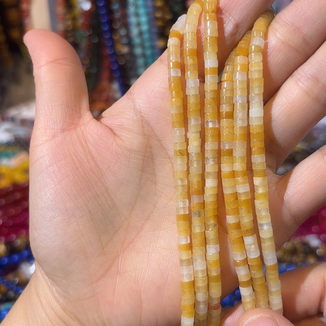 玛瑙/玉髓未镶嵌珠宝半成品黄东陵2-4隔片一条