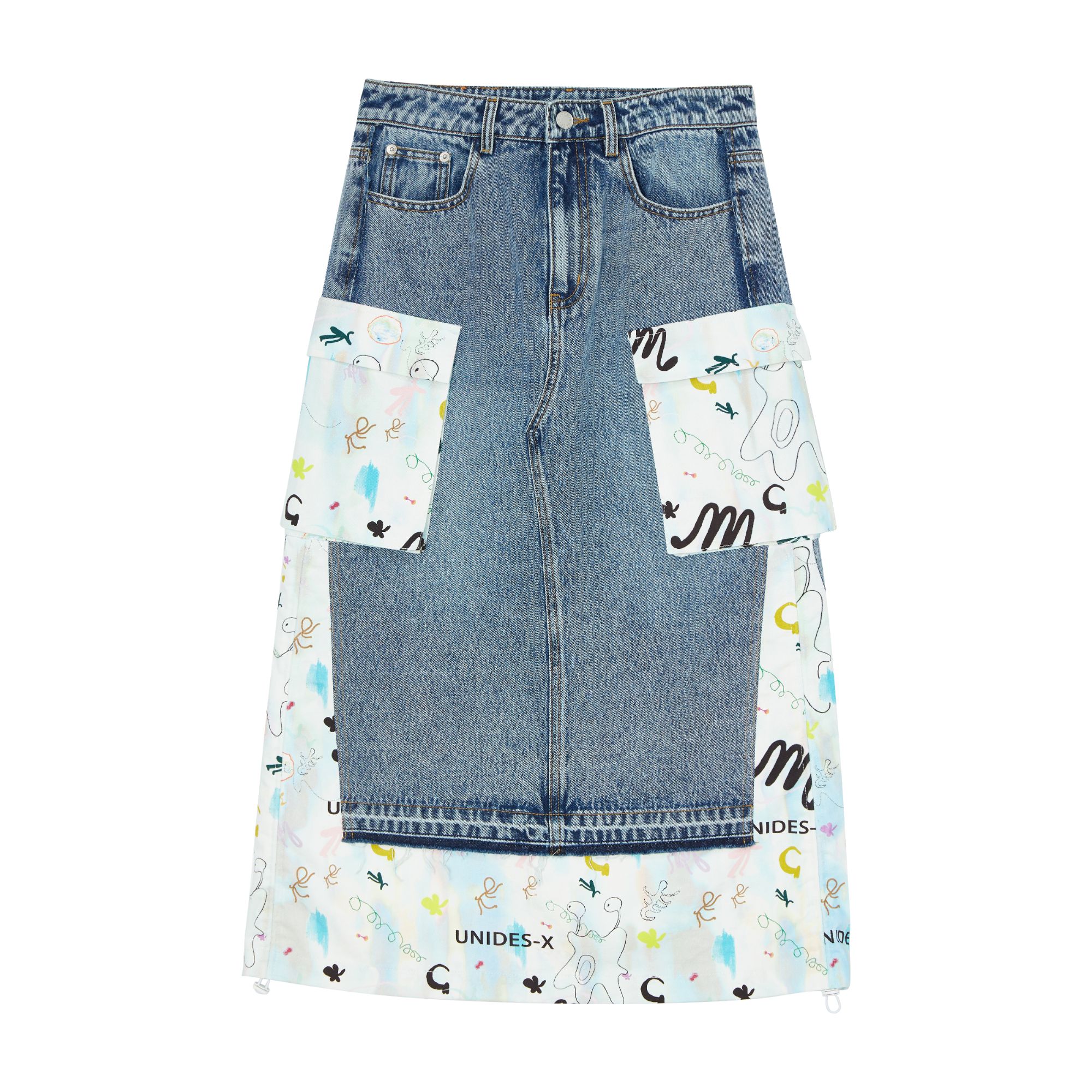 UX2025夏季新款艺术联名拼接牛仔裙