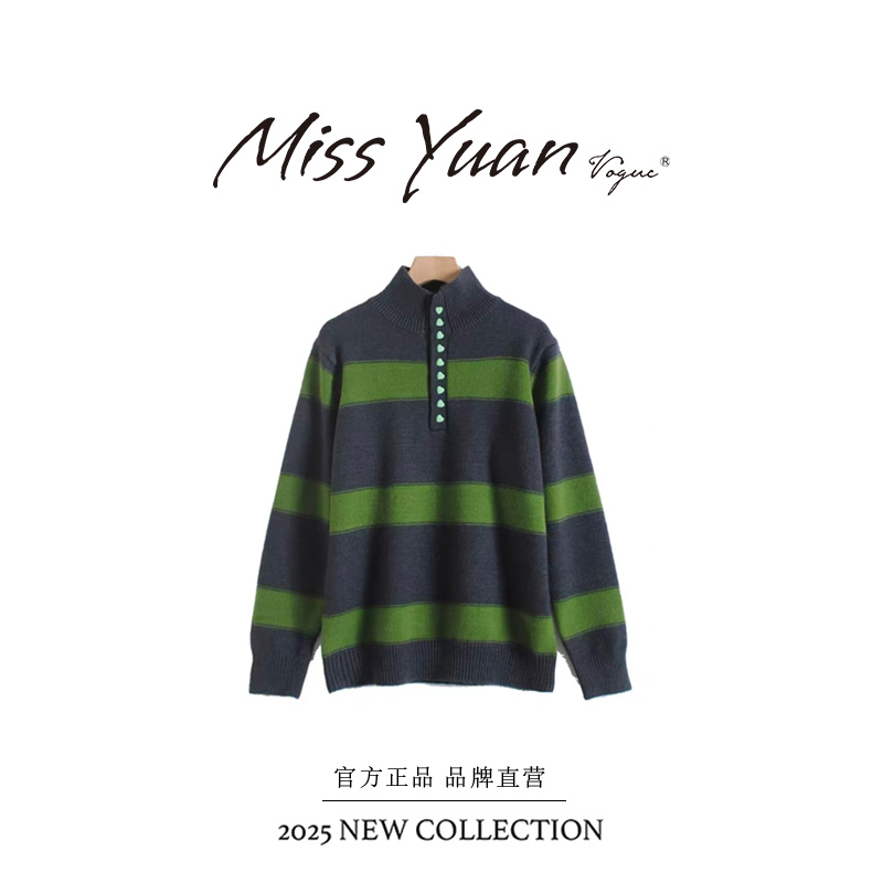 秋冬上新~25年新款浣熊绒半高领条纹韩系加厚ins长袖保暖针织衫