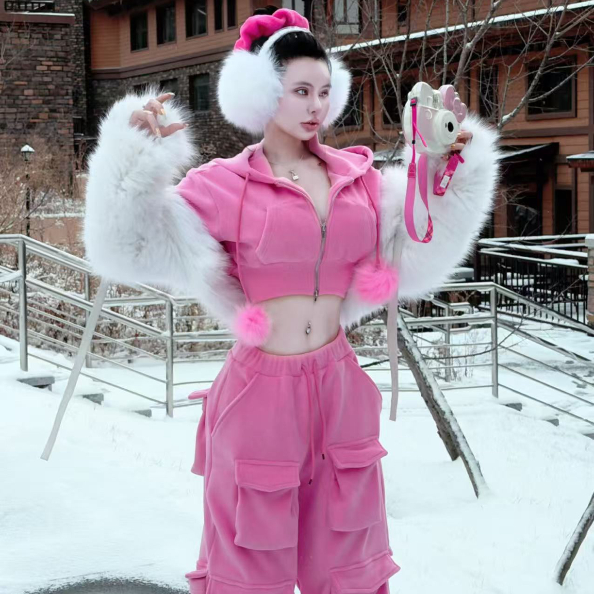 【雪境粉兔】原创设计宽松显瘦休闲运动套装