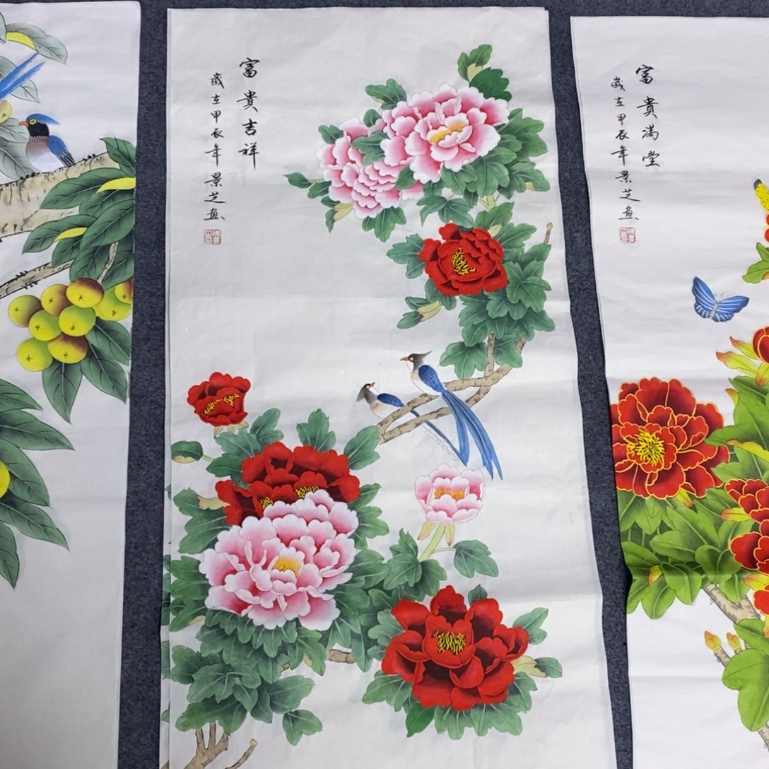 国画尺寸100✖️50三尺工笔手绘画