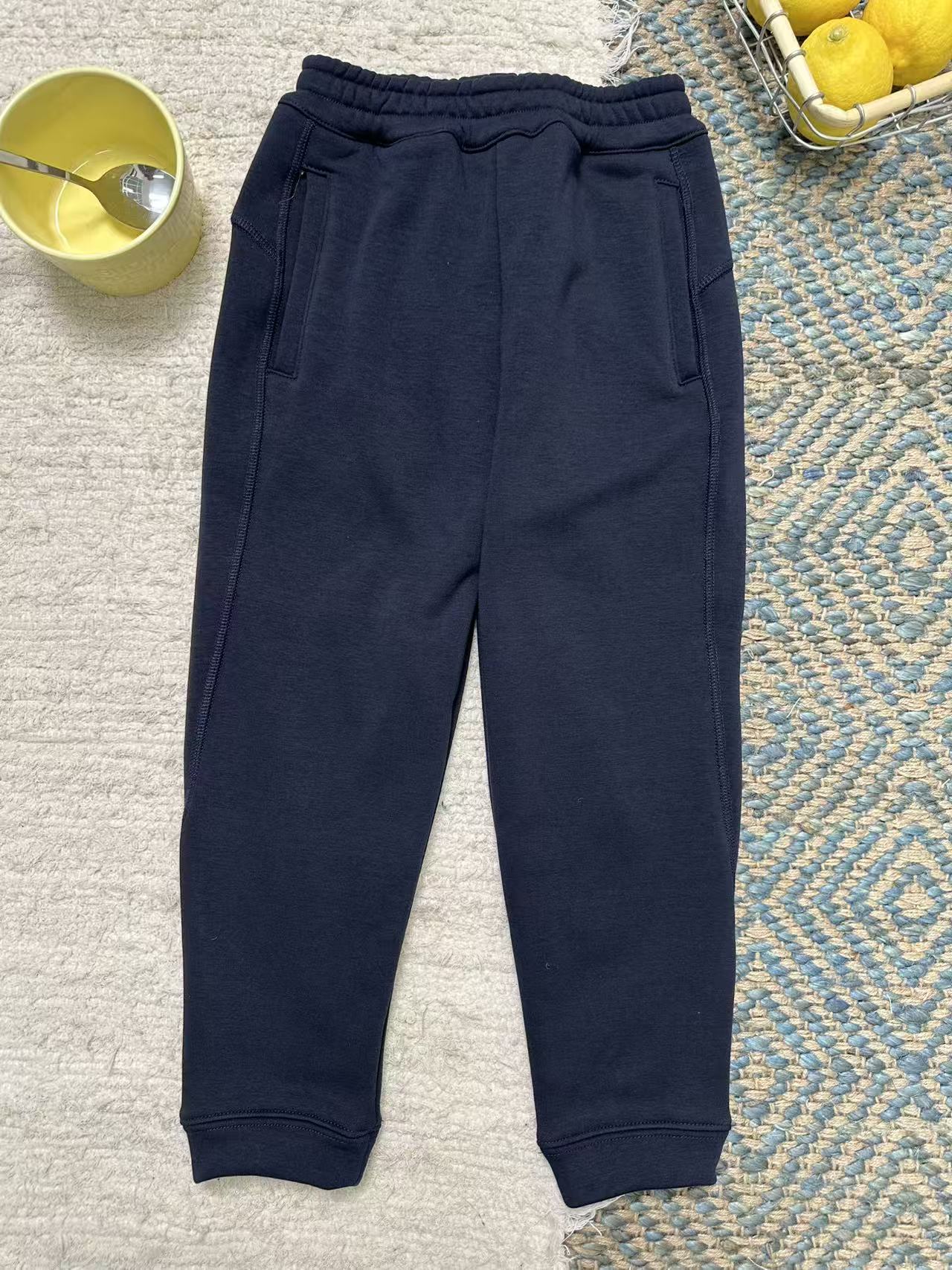 43098【净版】冬季新款儿童暖炎粒拼接保暖加绒休闲直筒束脚卫裤