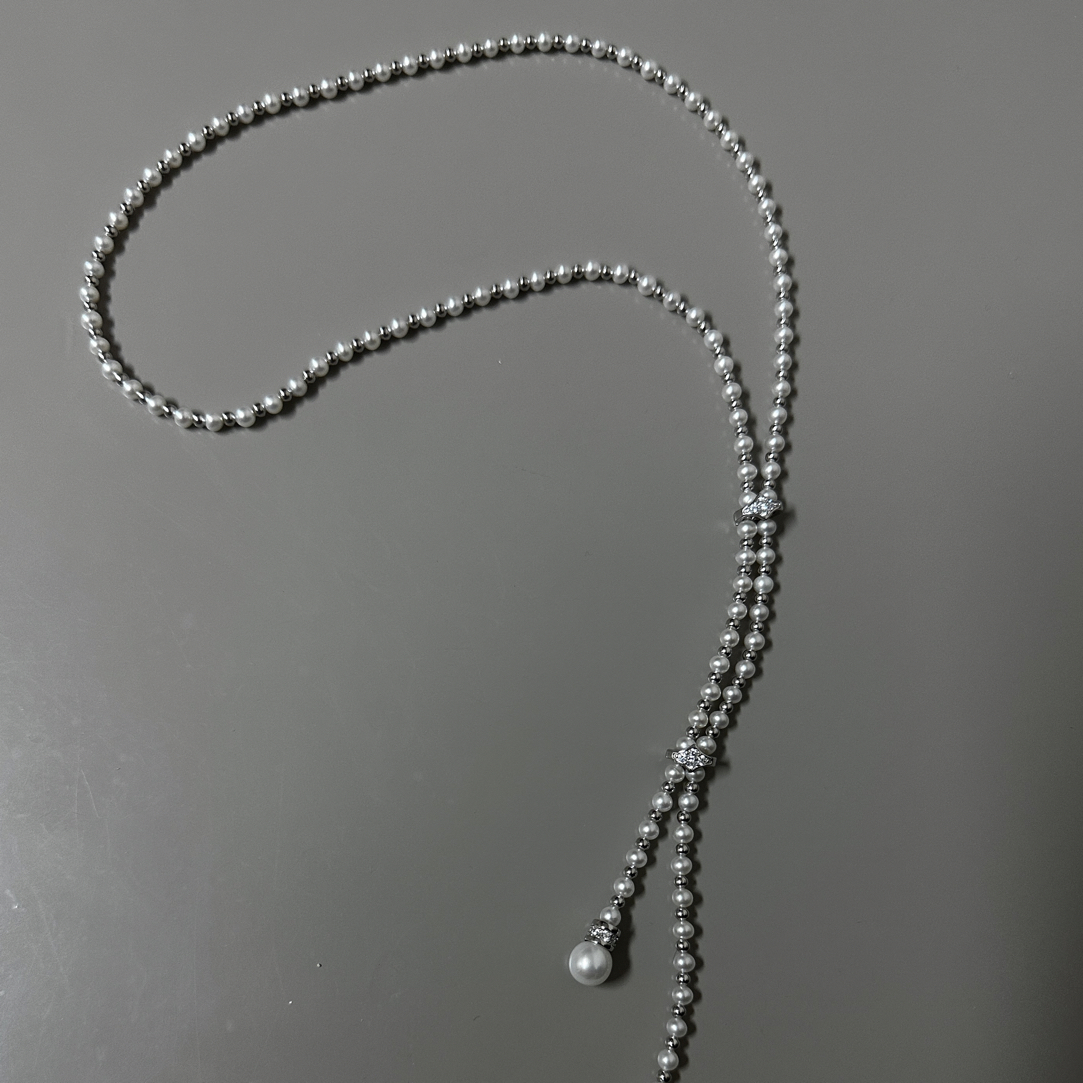 珍珠毛衣链极光无瑕淡水3.5-4mm/7-8mms925银