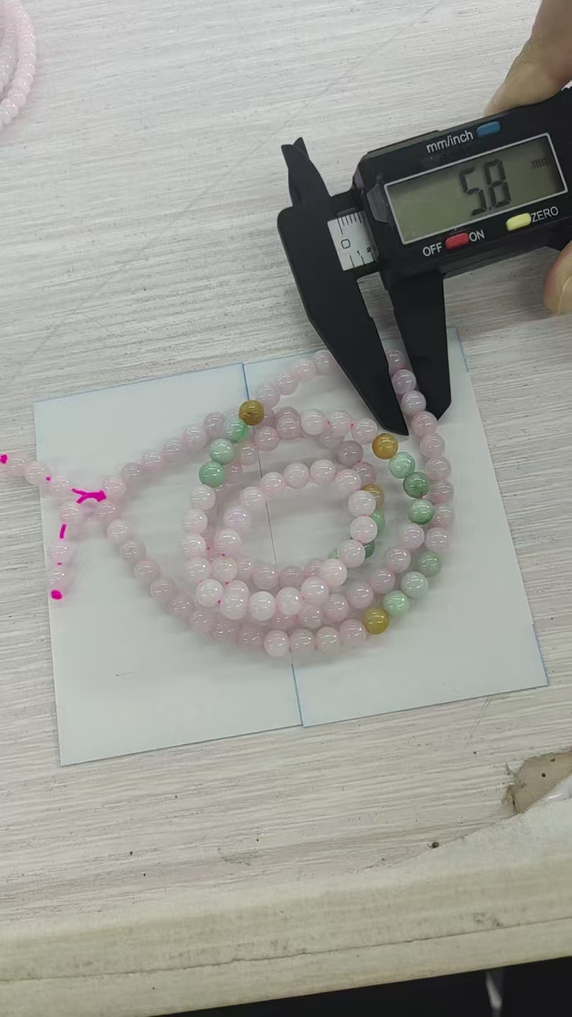 天然翡翠粉紫珠链