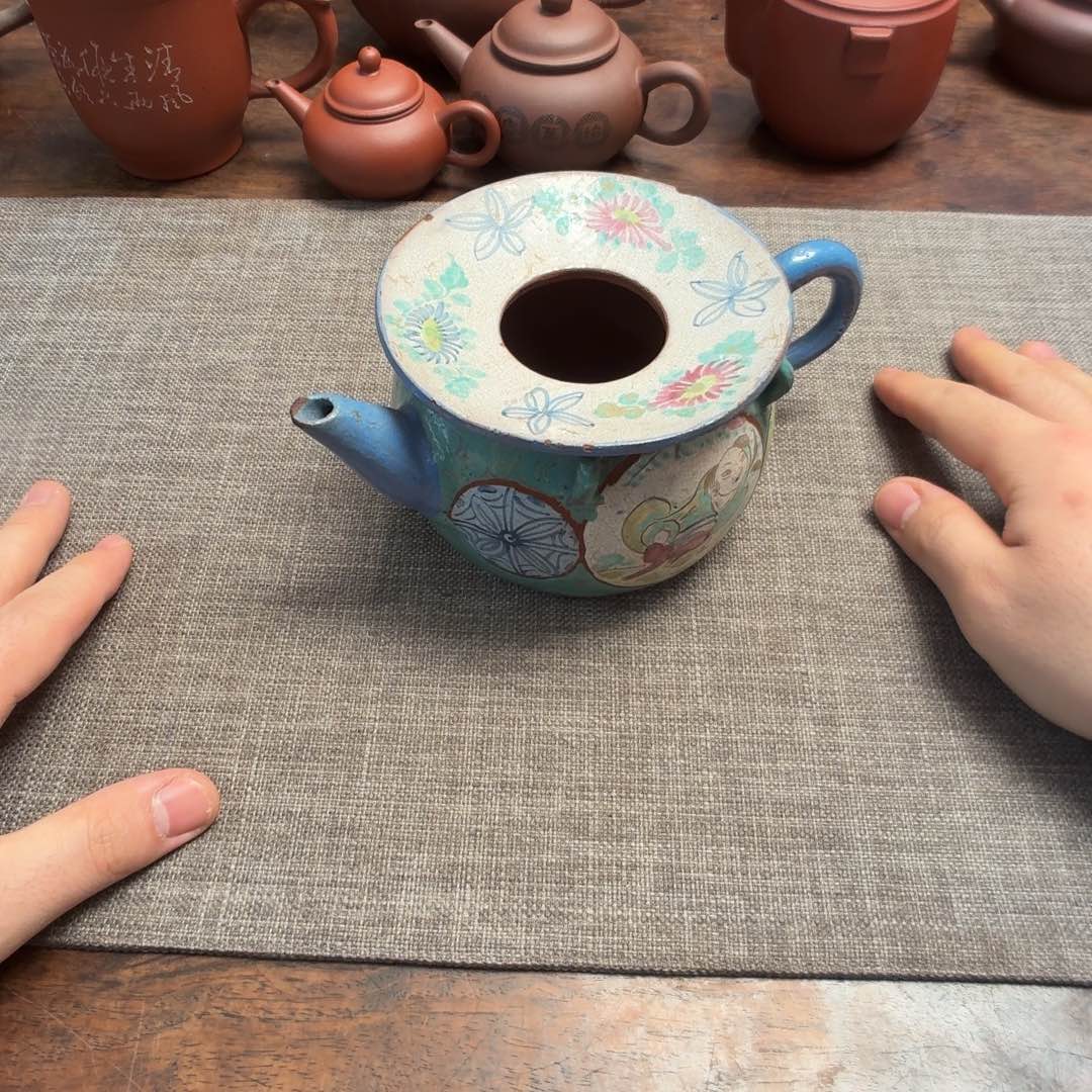 茶壶紫砂紫泥满彩油灯壶