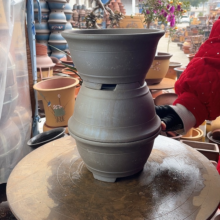 红陶宜兴紫砂20富贵一组三个