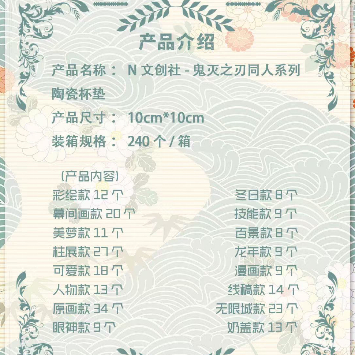 【粉丝浮浮4.9】N文创鬼灭同人系列杯垫收藏盲盒二创未成年禁止下单