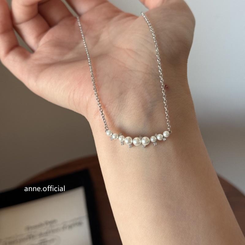 钛钢项链 【X580】微笑白月光珠珠时尚气质款项链