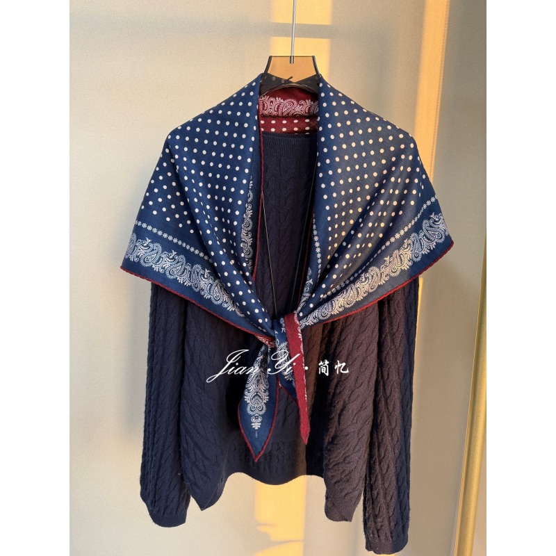 羊毛三角巾！【红蓝协奏曲】通勤百搭100%羊毛围巾女披肩97cm