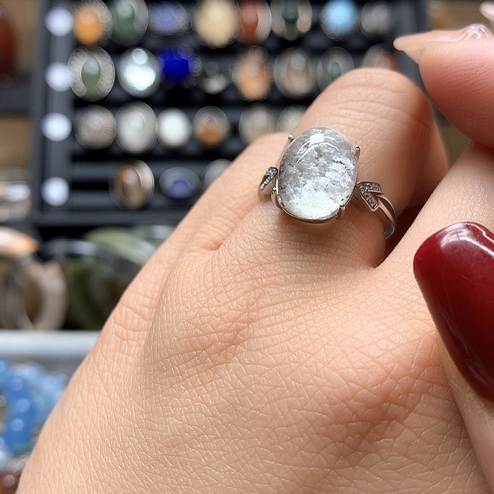 水晶水晶戒指银S925镶嵌