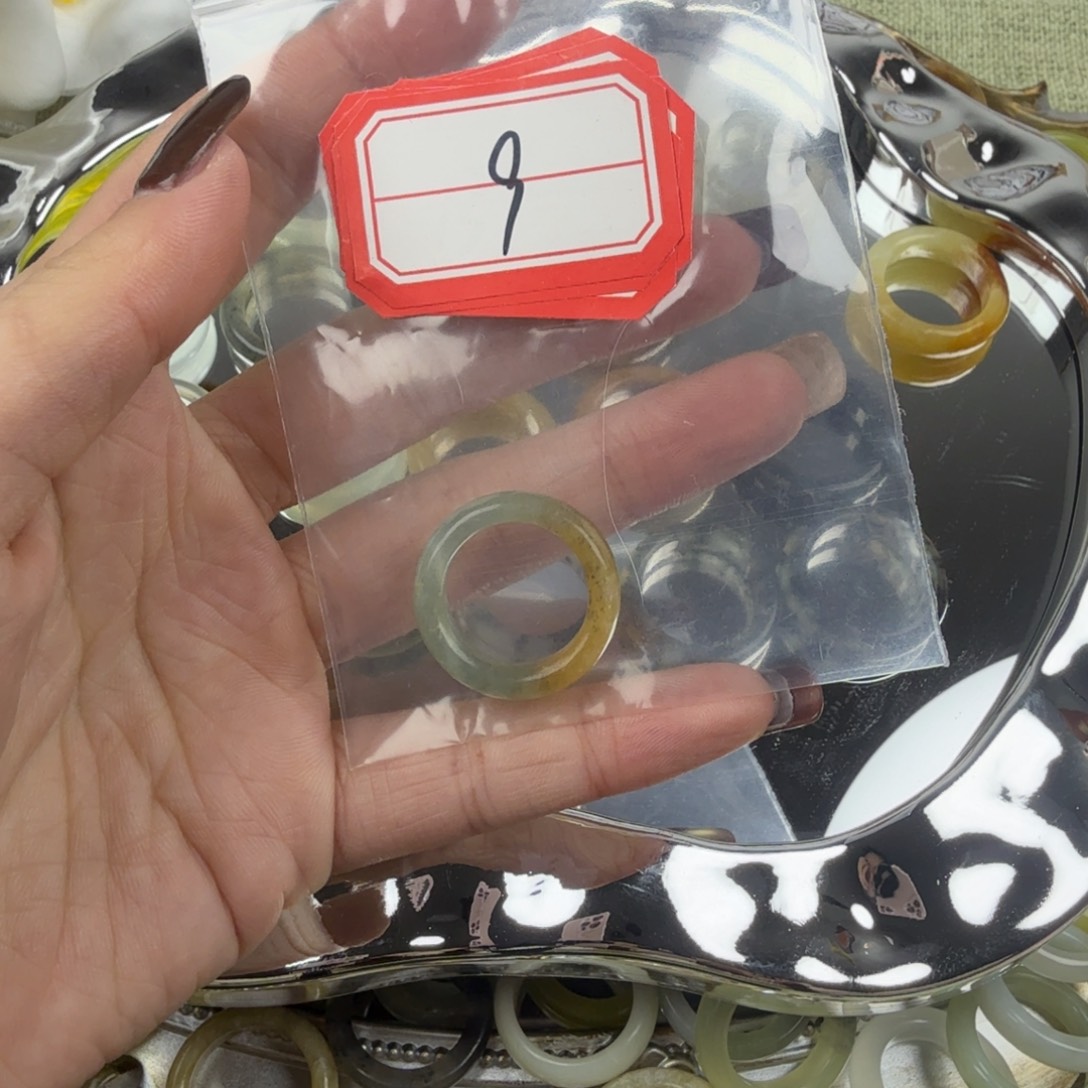 蛇纹石玉合金戒指9