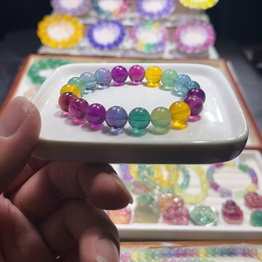 未镶嵌萤石手串艳丽色标10加