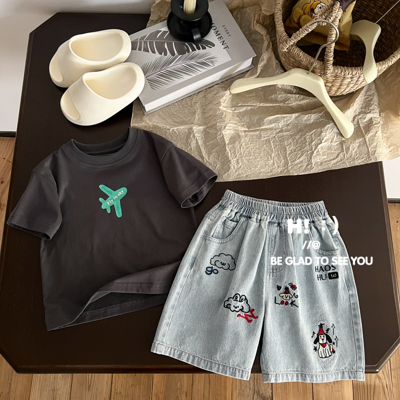 郝叔童品夏季新款高货时尚2025男童洋气网红款牛仔短裤潮kkBY5291