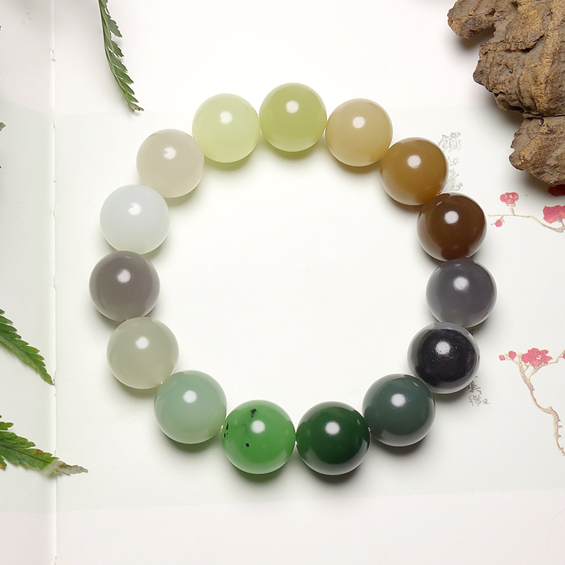 【吉玉】和田玉14mm多宝圆珠手串
