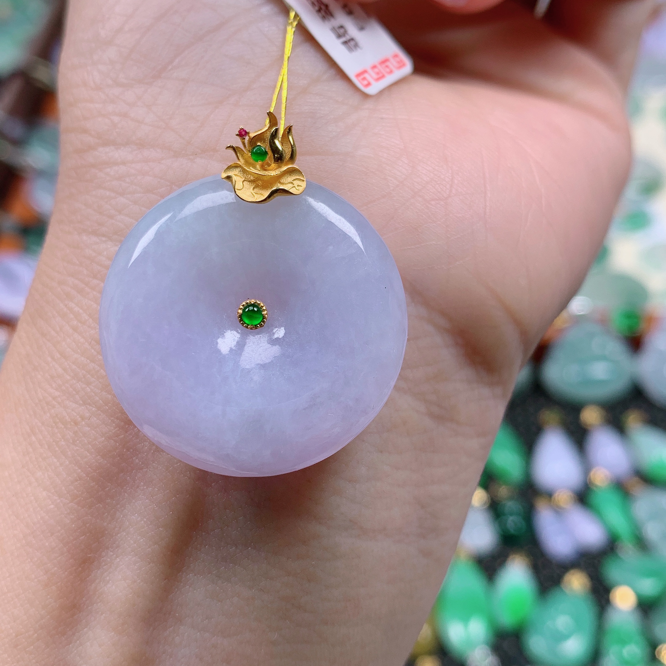 缅甸天然A货翡翠，紫罗兰平安扣，编号107/1125尺28-6.3