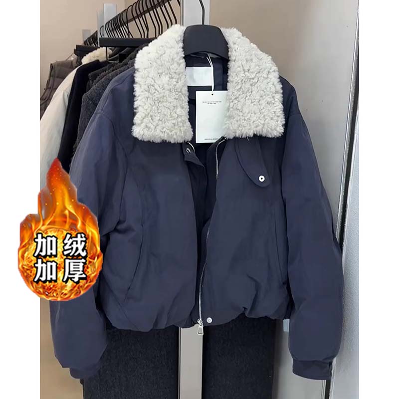 【加绒加厚】羊羔毛领短款女冬2025新款小个子派克服外套HY0226