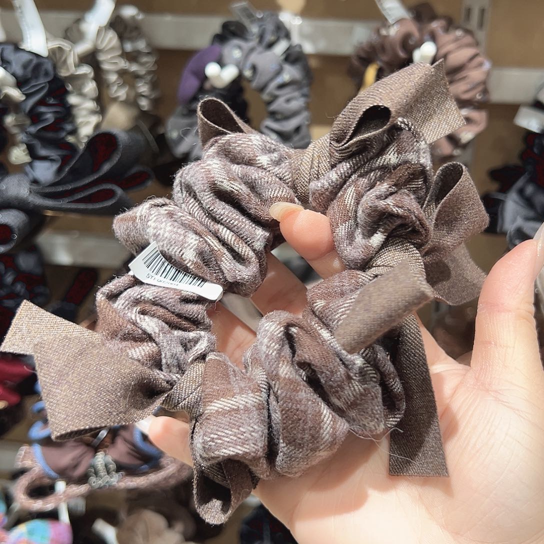 非金属咖色格子发圈