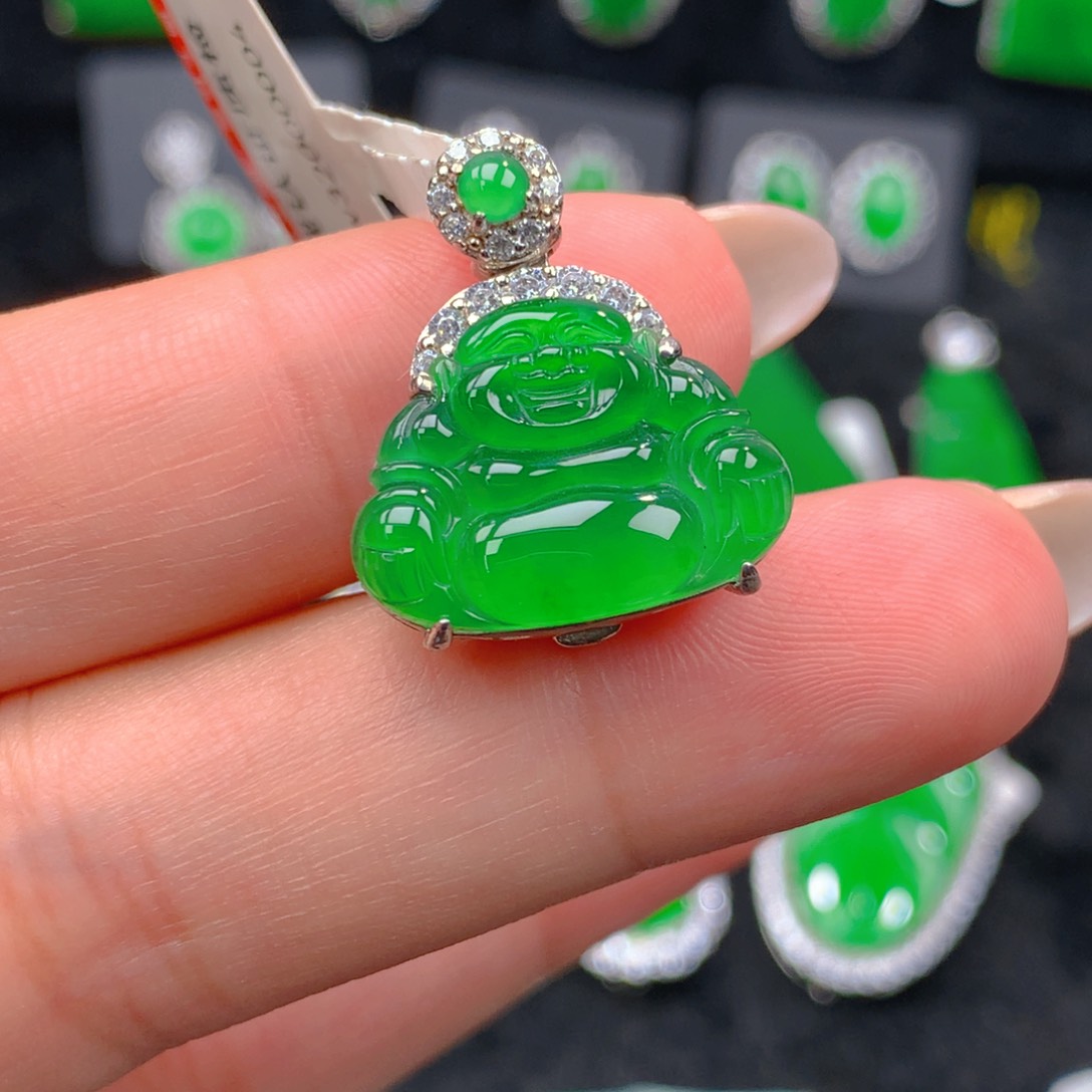 翡翠银S925镶嵌吊坠(不含链)
