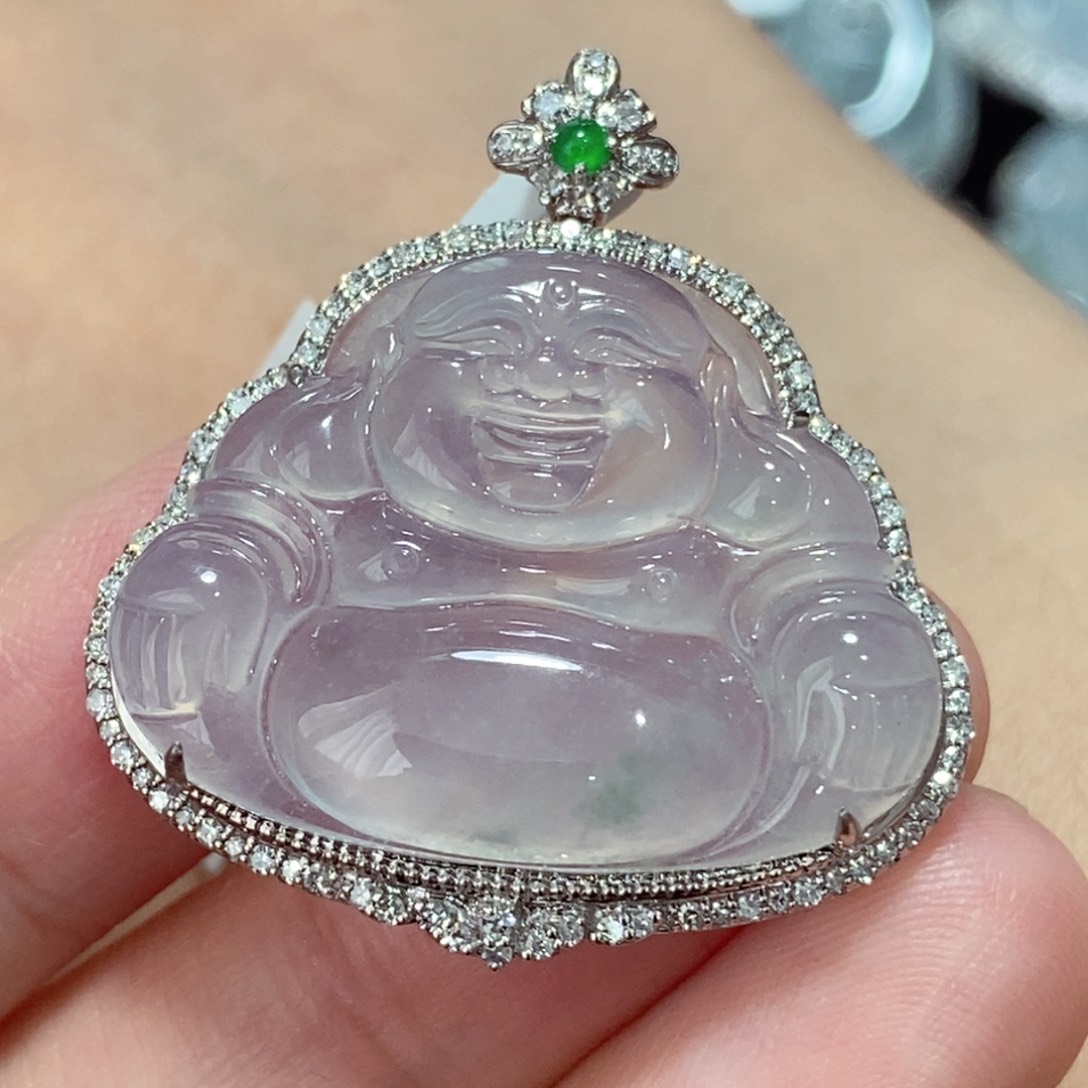 翡翠18K金镶嵌吊坠(不含链)吊坠