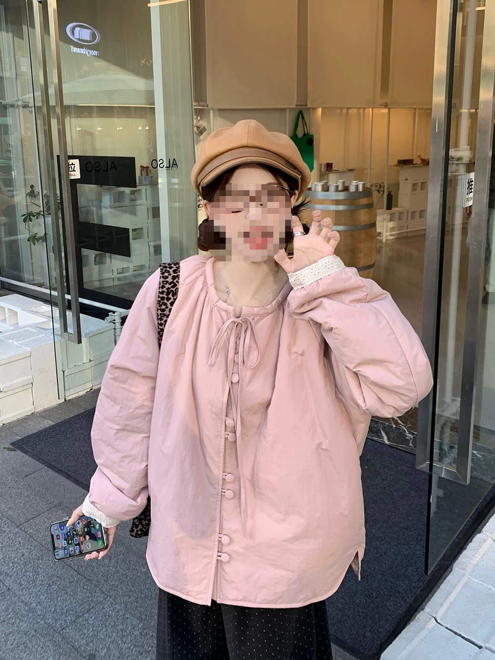 宽松小众宽松型减龄长袖薄款棉服时尚设计感棉衣