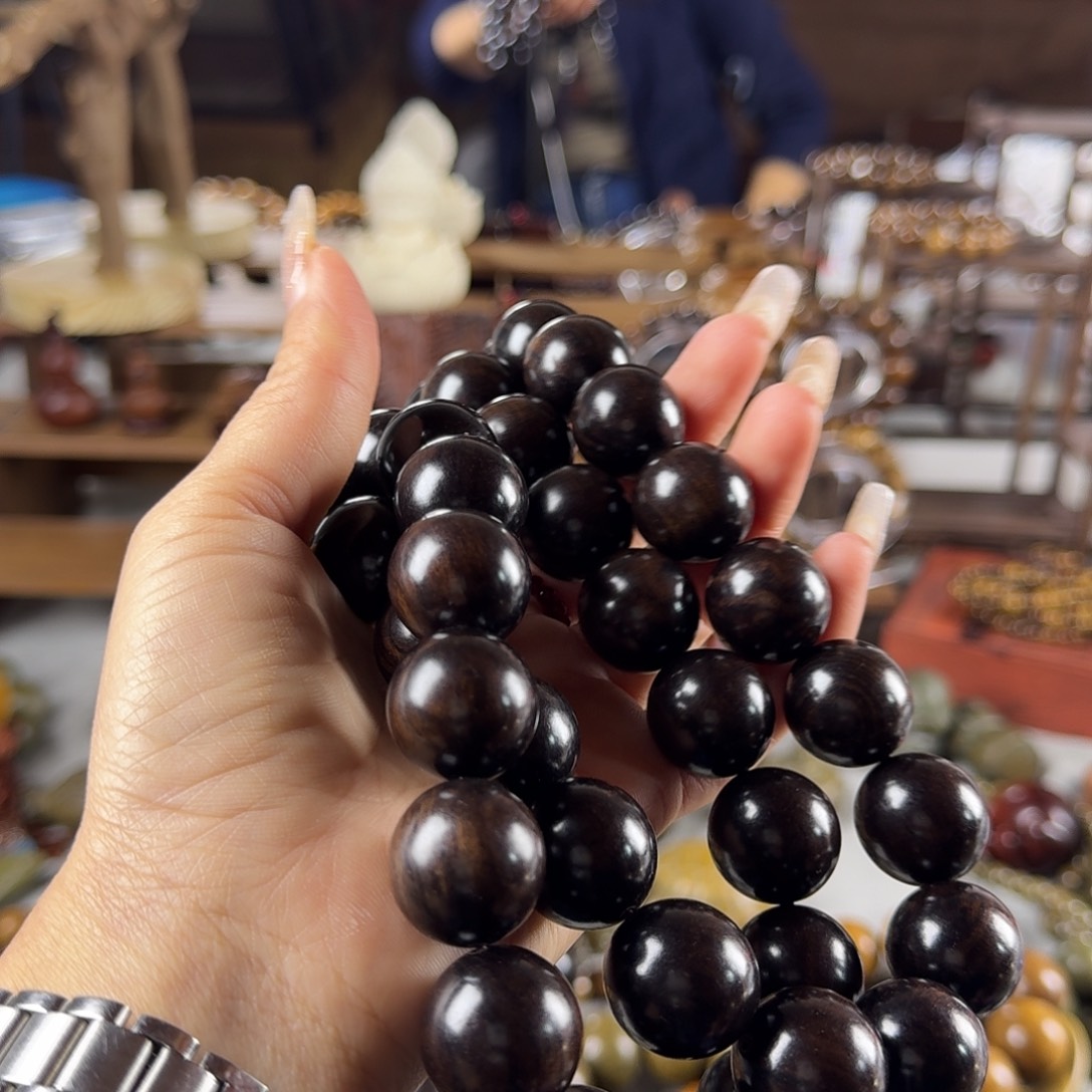 东非黑黄檀（紫光檀）三*堂54颗手持脖挂