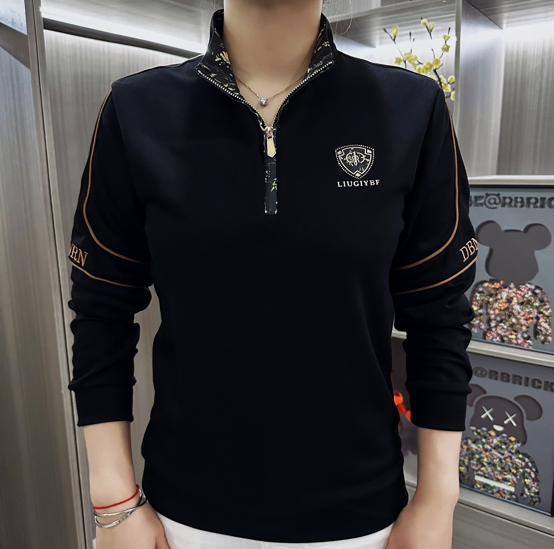 2025秋季Polo男士轻奢时尚长袖潮流高品质修身翻领商务百搭F1003