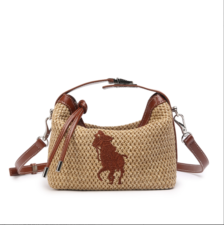 【张丫丫专属】简约单肩手提潮流女包1887-1#拉菲草/棕